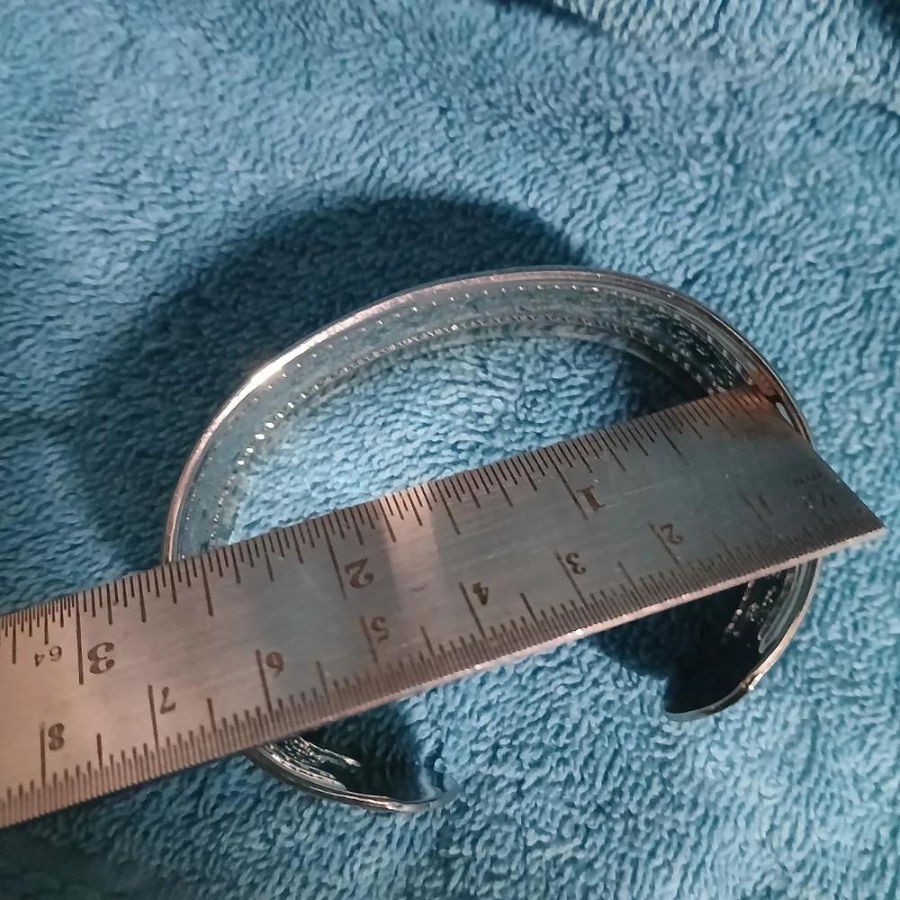Silver Ornate Cuff Bracelet Flower Design